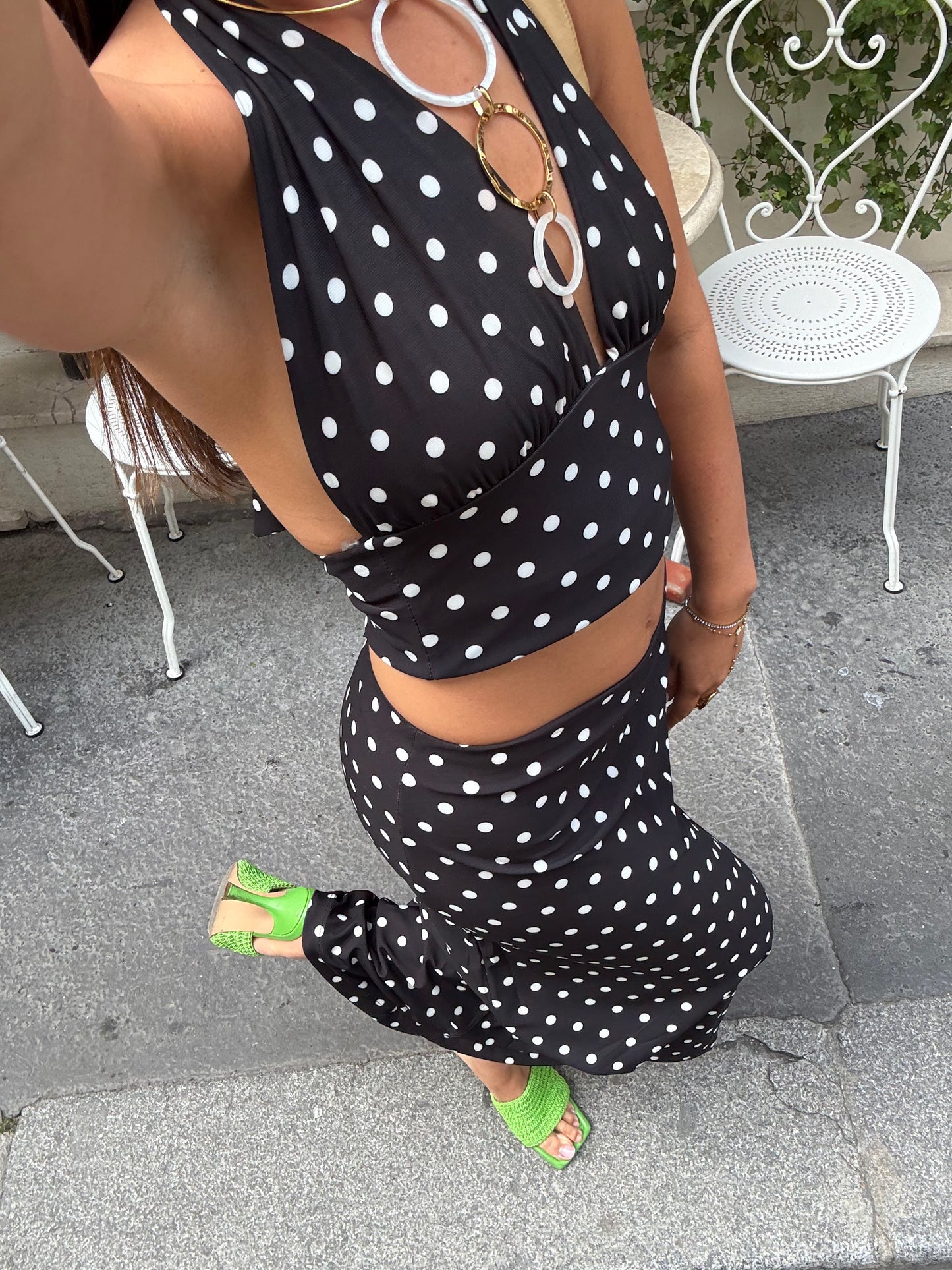 CLASSY POLKA SKIRT BLACK