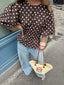 POP-OFF POLKA BLOUSE BROWN
