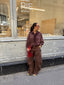 BROWN WASHED BUTTON JEANS