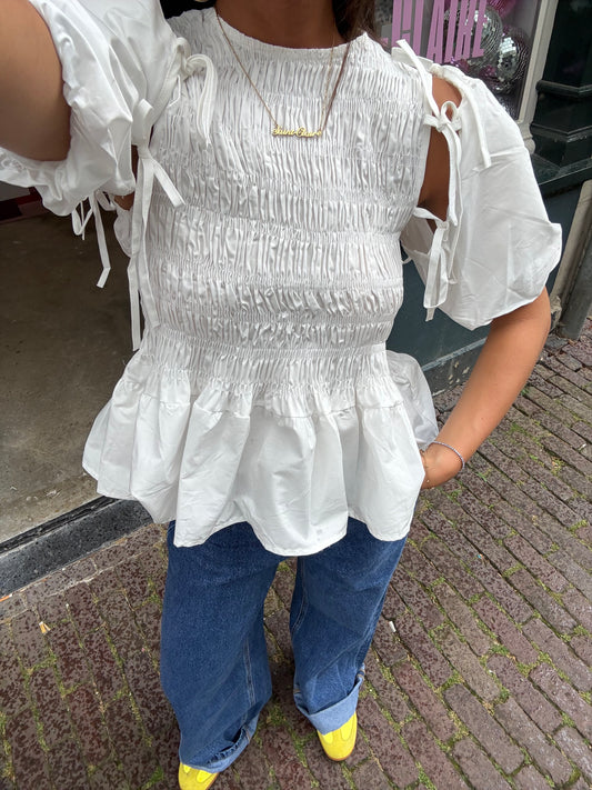 PUFFY SLEEVE TOP WHITE