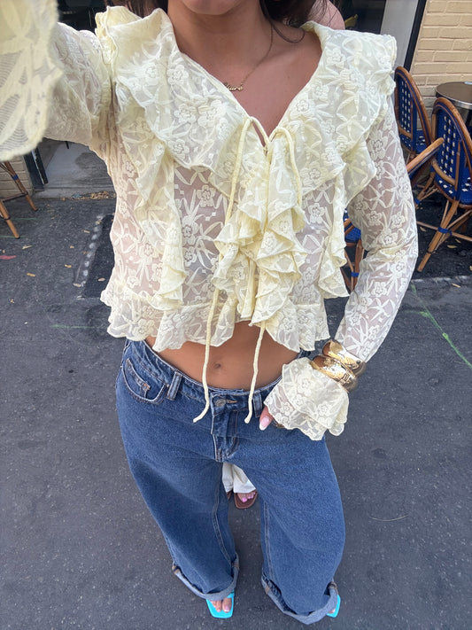 YELLOW LACE TOP