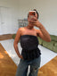 GREY STRAPLESS TOP