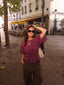 POP-OFF POLKA BLOUSE BURGANDY