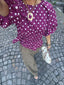 POP-OFF POLKA BLOUSE BURGANDY
