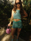 BLUE CROCHET SHORTS